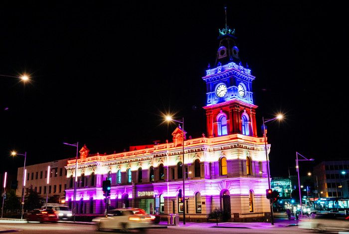 Drum Theatre lit up